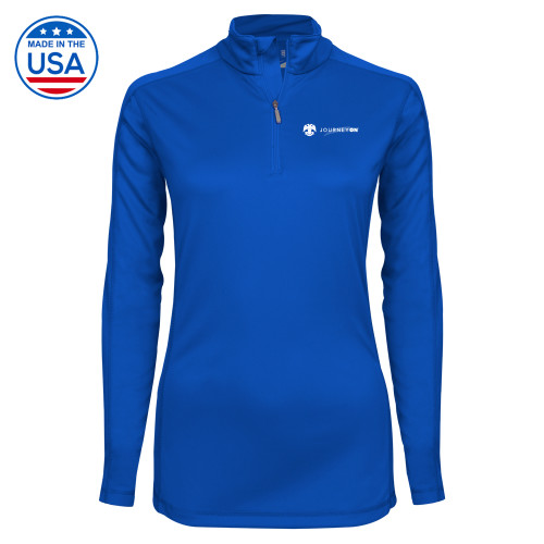  Syntrel Womens Royal Interlock 1/4 Zip - 32 Eagle Freemasons - Journey On Wordmark