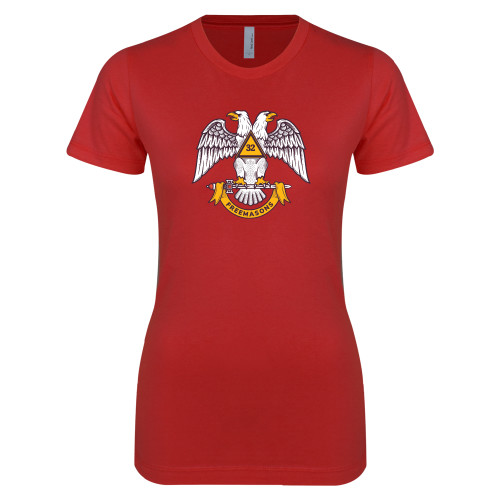  Next Level Womens Red Boyfriend Tee - Freemasons
