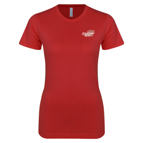  Next Level Womens Red Boyfriend Tee - Scottish Rite Mauve Floral