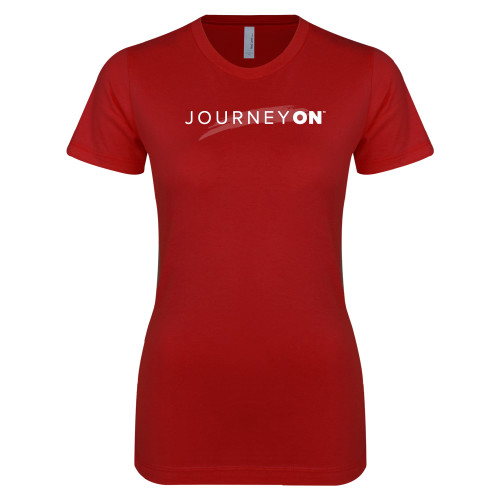  Next Level Womens Cardinal Boyfriend Tee - Journey On Wordmark