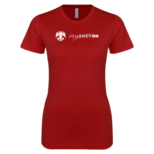  Next Level Womens Cardinal Boyfriend Tee - 32 Eagle Freemasons - Journey On Wordmark