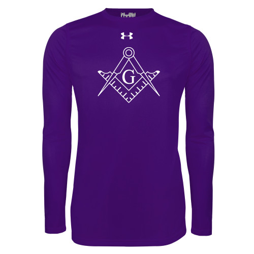  Under Armour Purple Long Sleeve Tech Tee - Square and Compass with G