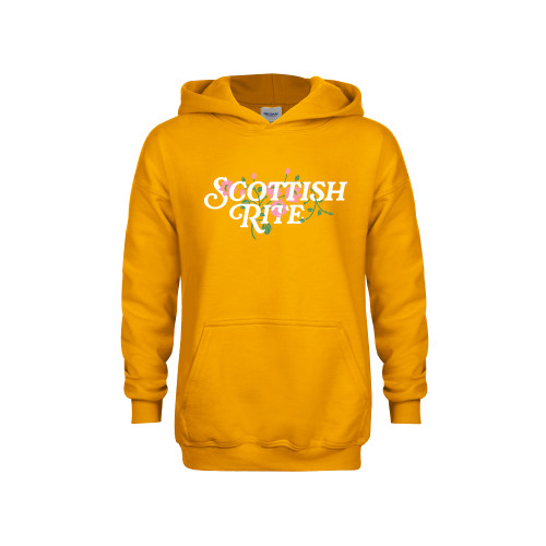  Youth Gold Fleece Hoodie - Scottish Rite Pink Floral