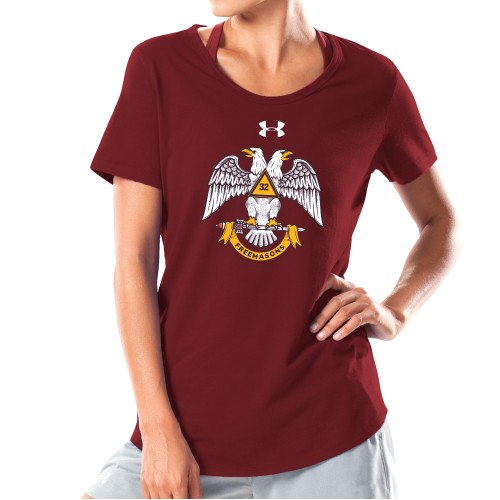  Under Armour Womens Cardinal Charged Cotton Tee - Freemasons
