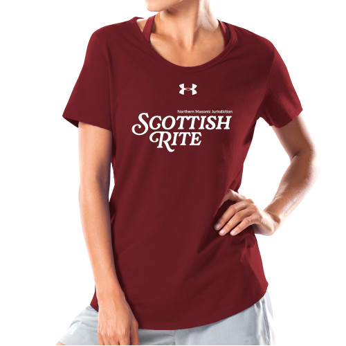  Under Armour Womens Cardinal Charged Cotton Tee - Scottish Rite