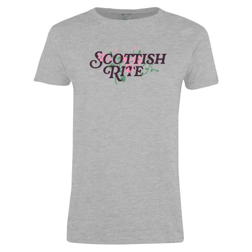  Womens Grey Short Sleeve Tee - Scottish Rite Pink Floral