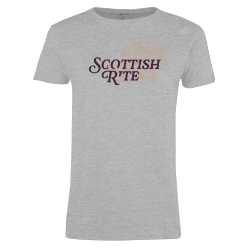  Womens Grey Short Sleeve Tee - Scottish Rite Mauve Floral