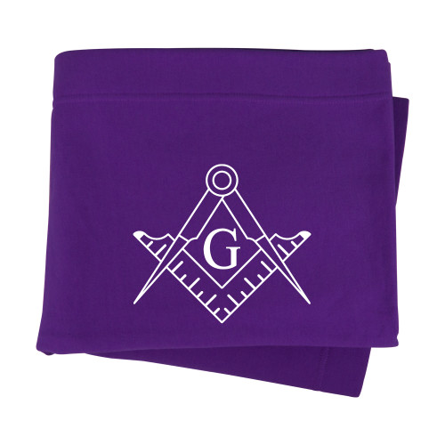 Purple Sweatshirt Blanket - Square and Compass with G