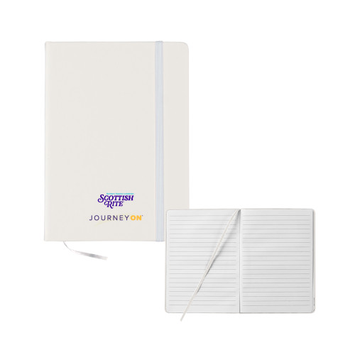  5x7 White Hard Cover Journal - Scottish Rite - Journey On Vertical