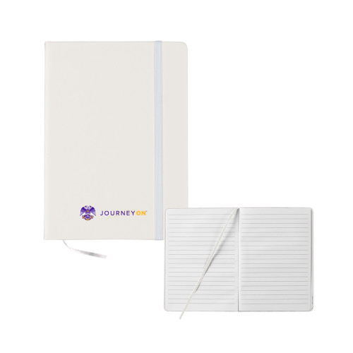  5x7 White Hard Cover Journal - 32 Eagle Freemasons - Journey On Wordmark