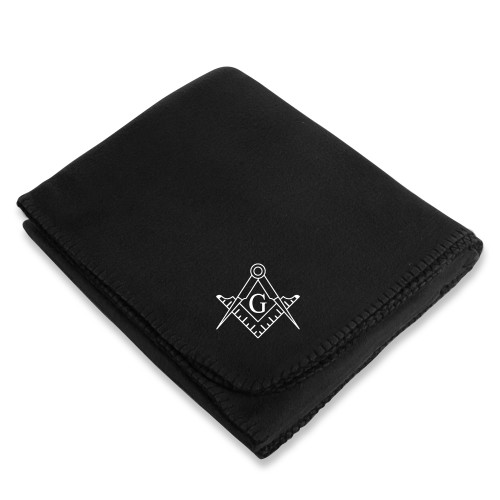 Black Arctic Fleece Blanket - Square and Compass with G