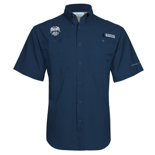  Columbia Navy Tamiami Performance Short Sleeve Shirt - Freemasons