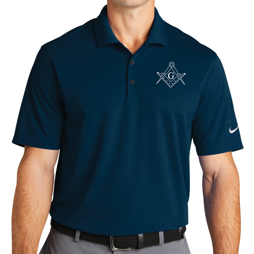  Nike Navy Dri Fit Micro Pique 2.0 Polo - Square and Compass with G