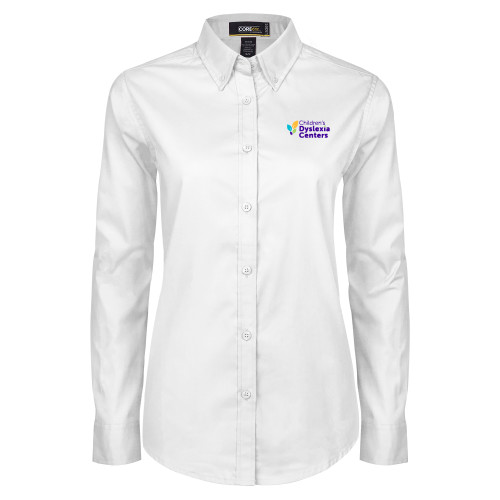  Womens White Twill Button Down Long Sleeve - CDC Primary