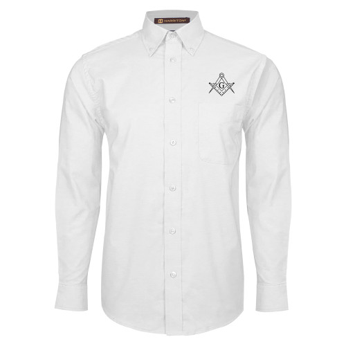  White Oxford Long Sleeve Shirt - Square and Compass with G
