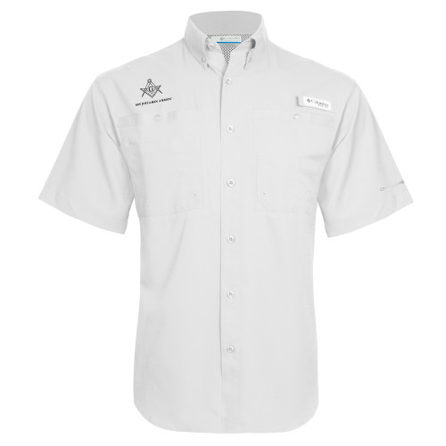  Columbia White Tamiami Performance Short Sleeve Shirt - Not Just A Man A Mason