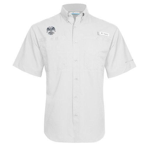  Columbia White Tamiami Performance Short Sleeve Shirt - Freemasons