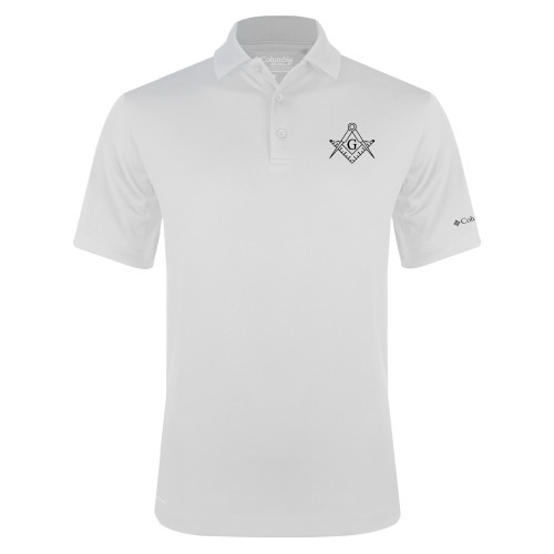  Columbia White Omni Wick Drive Polo - Square and Compass with G