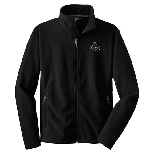  Youth Black Fleece Full Zip Jacket - Square and Compass with G