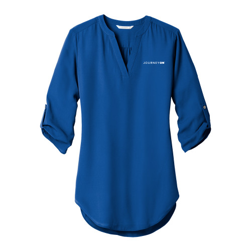  Womens Royal 3/4 Sleeve Tunic Blouse - Journey On Wordmark