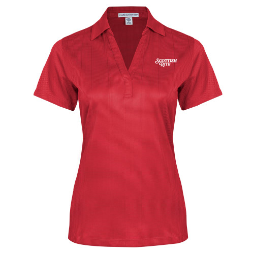  Womens Red Performance Fine Jacquard Polo - Scottish Rite