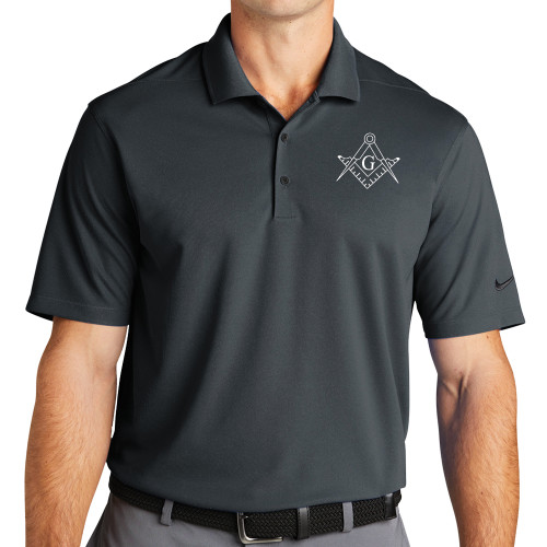  Nike Charcoal Dri Fit Micro Pique 2.0 Polo - Square and Compass with G