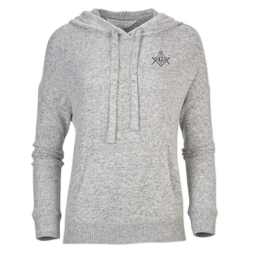  Boxercraft Womens Oxford Grey Heather Cuddle Soft Hoodie - Square and Compass with G