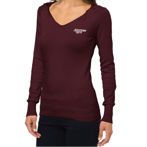  Ladies Fuse Maroon V Neck Sweater - Scottish Rite