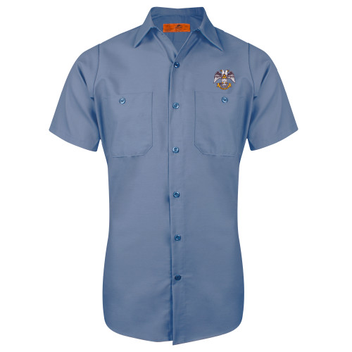  Red Kap Postman Blue Short Sleeve Industrial Work Shirt - Freemasons