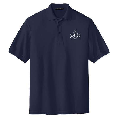  Extended Navy Silk Touch Polo - Square and Compass with G PLUS