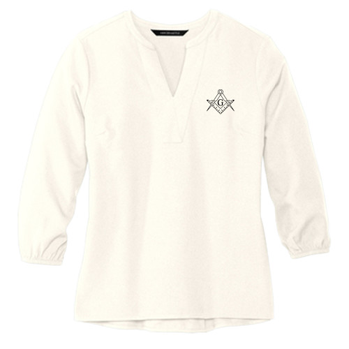 Main Image for  Mercer + Mettle Womens Ivory 3/4 Sleeve Crepe Blouse