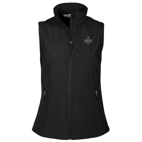  Womens Black Core Softshell Vest - Square and Compass with G