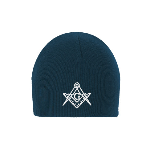  Navy Knit Beanie - Square and Compass with G