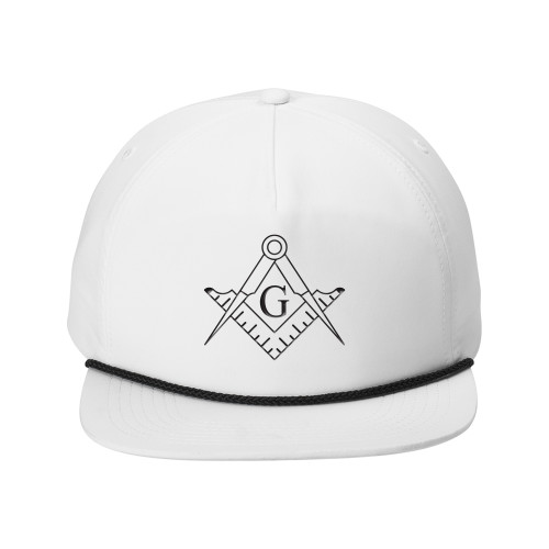  Retro White/Black Rope Cap - Square and Compass with G