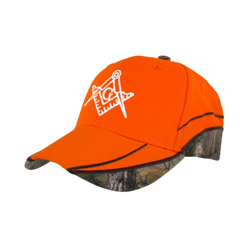  Realtree Xtra Orange Blaze Structured Adjustable Hat - Square and Compass with G