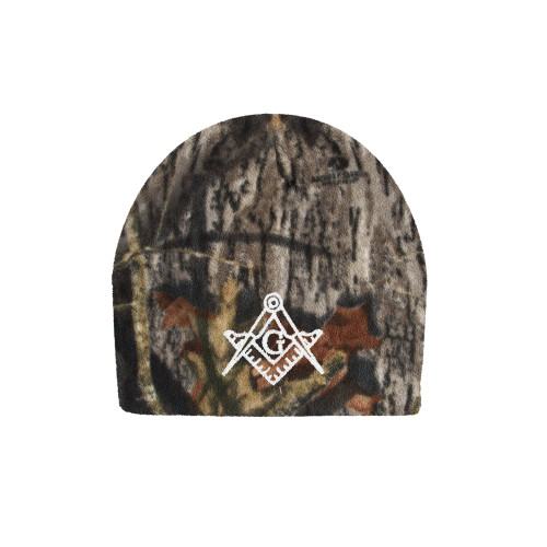  Mossy Oak Camo Fleece Beanie - Square and Compass with G