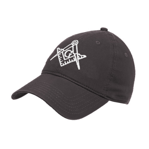  Charcoal Unstructured Adjustable Low Profile Hat - Square and Compass with G