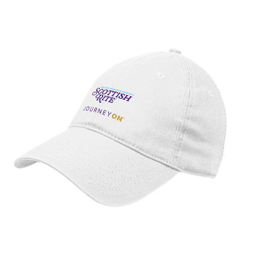  White Unstructured Adjustable Low Profile Hat - Scottish Rite - Journey On Vertical
