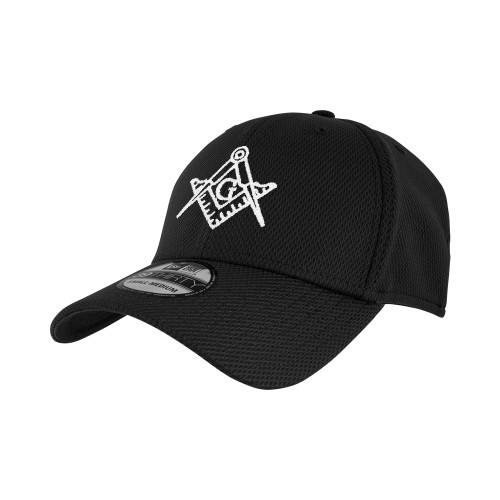  New Era Black Diamond Era 39Thirty Stretch Fit Hat - Square and Compass with G