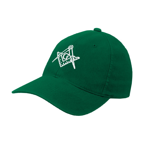 Kelly Green Flexfit Mid Profile Hat - Square and Compass with G