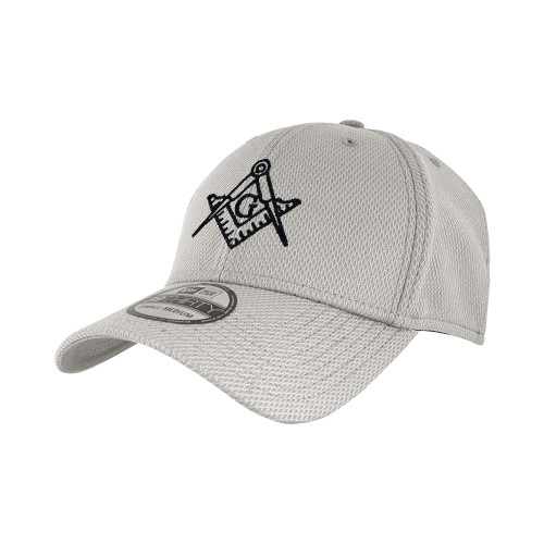  New Era Light Grey Diamond Era 39Thirty Stretch Fit Hat - Square and Compass with G
