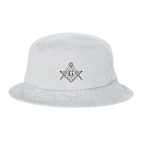  Sportsman White Bucket Hat - Square and Compass with G