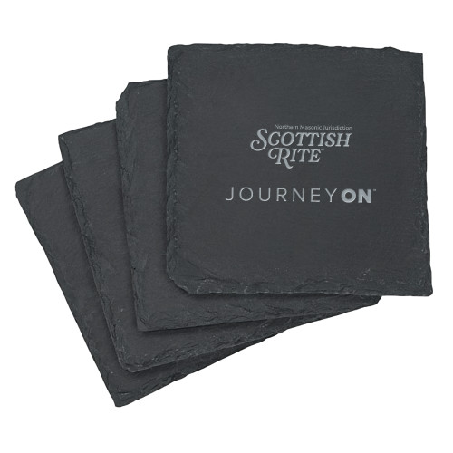 Slate Coaster Set - Scottish Rite - Journey On Vertical Engraved