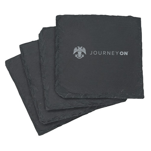 Slate Coaster Set - 32 Eagle Freemasons - Journey On Wordmark Engraved
