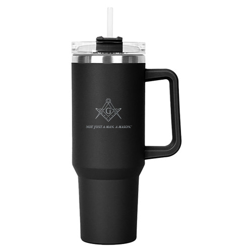  Hippo Black Mug & Straw Lid with Twist Closure 40 oz - Not Just A Man A Mason