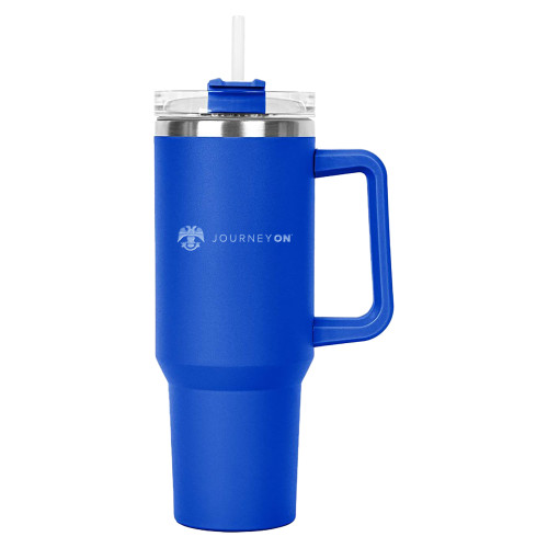  Hippo Royal Mug & Straw Lid with Twist Closure 40 oz - 32 Eagle Freemasons - Journey On Wordmark Engraved
