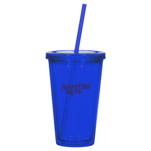  Madison Double Wall Blue Tumbler w/Straw 16oz - Scottish Rite