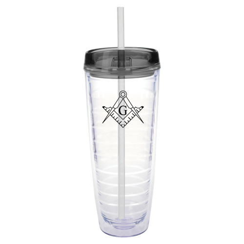  Tritan Double Wall Tumbler w/Charcoal Top 26oz - Square and Compass with G