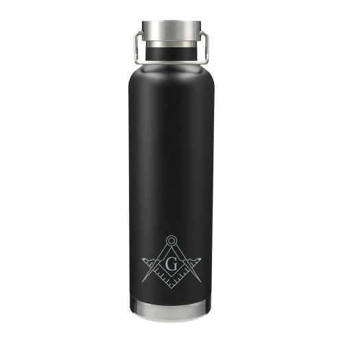  Thor Copper Vacuum Insulated Black Bottle 32oz - Square and Compass with G Engraved