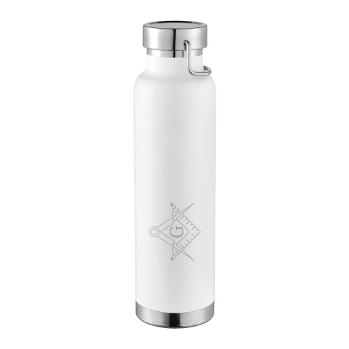  Thor Copper Vacuum Insulated White Bottle 22oz - Square and Compass with G Engraved